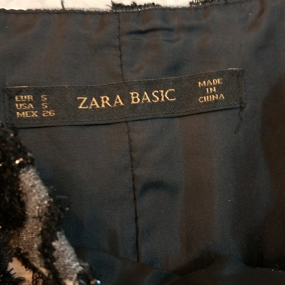 NWOT Zara RARE textured abstract A-line black white skirt sz Small - Picture 6 of 7